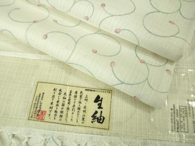 平和屋本店＊極上 夏物 染織の名門 しょうざん 生紬 唐草文 証紙付き 逸品 未使用 DZAA8386kh5