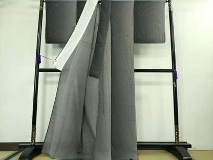 平和屋着物＊極上 夏物 小紋 絽 色紙並べ 黒×白 逸品 未使用 DZAA8391kh5