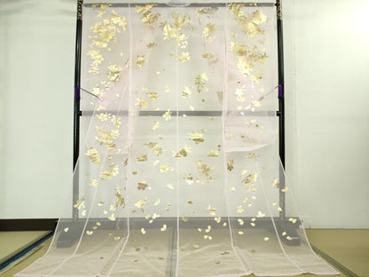 平和屋本店■極上　夏物　お引きずり・お引き摺り・引き振袖　オーガンジー　舞桜　金彩　洗える着物　逸品　DZAA8395kh5