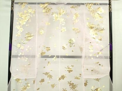 平和屋本店■極上　夏物　お引きずり・お引き摺り・引き振袖　オーガンジー　舞桜　金彩　洗える着物　逸品　DZAA8395kh5