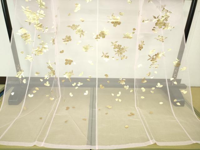 平和屋本店■極上　夏物　お引きずり・お引き摺り・引き振袖　オーガンジー　舞桜　金彩　洗える着物　逸品　DZAA8395kh5