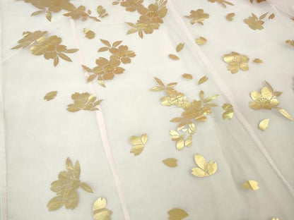 平和屋本店■極上　夏物　お引きずり・お引き摺り・引き振袖　オーガンジー　舞桜　金彩　洗える着物　逸品　DZAA8395kh5