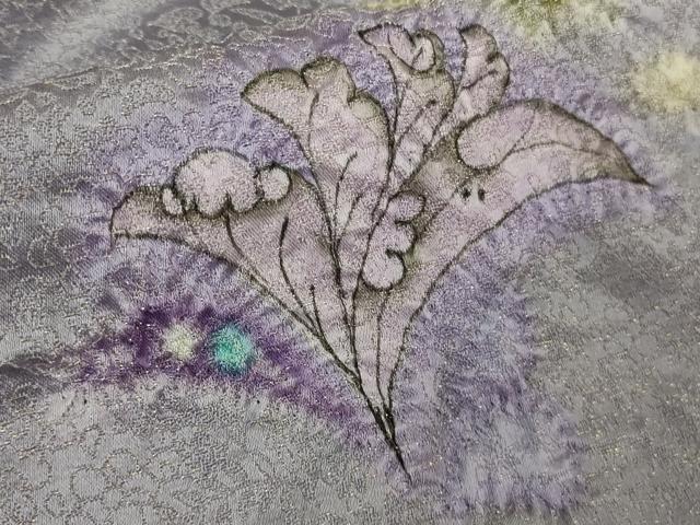 平和屋本店■極上　久保田一竹　幻の辻が花　道中着　ロング丈　草花地紋　暈し染め　金通し地　共箱付き　逸品　DZAA8404kh5