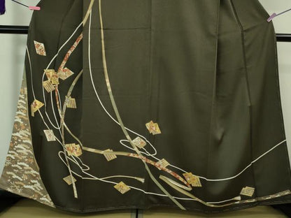 平和屋本店■極上　銀座きしや　訪問着　駒刺繍　源氏香　蔓帯花文　千歳茶色地　金彩　たとう紙付き　逸品　未使用　DZAA8410kh5