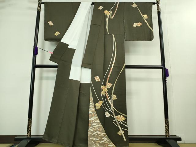 平和屋本店■極上　銀座きしや　訪問着　駒刺繍　源氏香　蔓帯花文　千歳茶色地　金彩　たとう紙付き　逸品　未使用　DZAA8410kh5