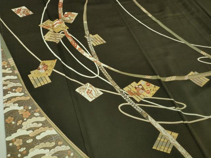 平和屋本店■極上　銀座きしや　訪問着　駒刺繍　源氏香　蔓帯花文　千歳茶色地　金彩　たとう紙付き　逸品　未使用　DZAA8410kh5