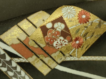 平和屋本店■極上　銀座きしや　訪問着　駒刺繍　源氏香　蔓帯花文　千歳茶色地　金彩　たとう紙付き　逸品　未使用　DZAA8410kh5