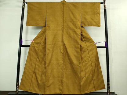 平和屋本店●極上　本場黄八丈　市松綾織　紬　間道　逸品　DZAA8420kh5