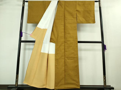 平和屋本店●極上　本場黄八丈　市松綾織　紬　間道　逸品　DZAA8420kh5