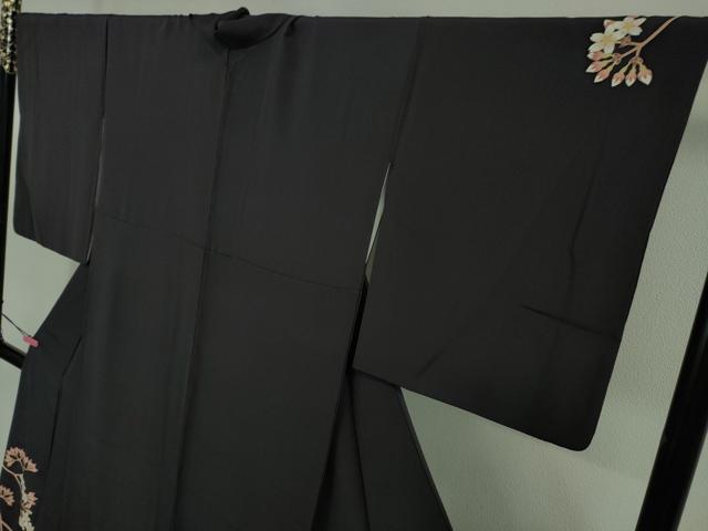 平和屋本店■極上　本加賀友禅作家　松井眞夫　訪問着　桜蕾　紫黒色地　証紙付き　逸品　DZAA8422kh5