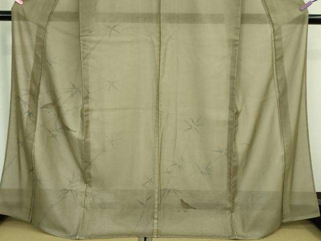 平和屋着物▽極上 訪問着 無双 紗袷 紗×紗 手描き 笹竹に雀 空五倍子色地 逸品 DZAA8423kh5