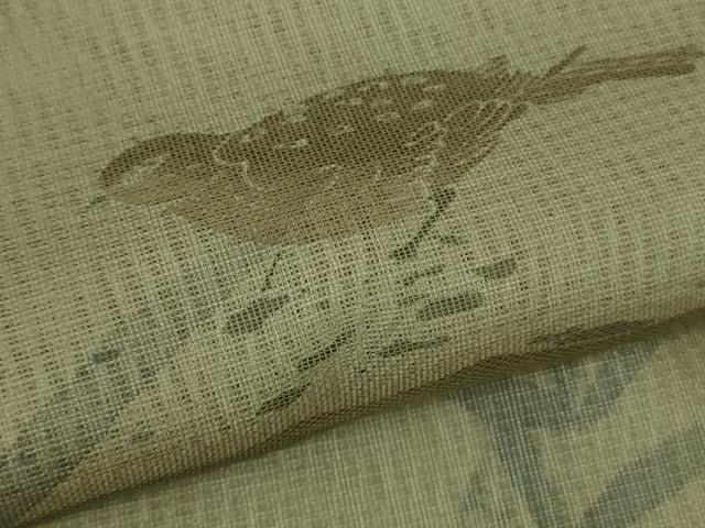 平和屋着物▽極上 訪問着 無双 紗袷 紗×紗 手描き 笹竹に雀 空五倍子色地 逸品 DZAA8423kh5