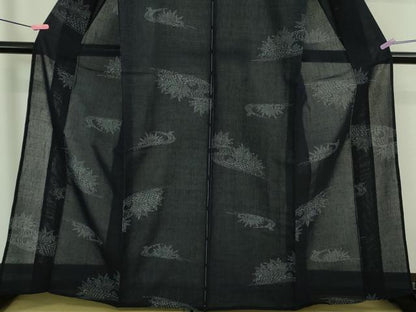 平和屋着物＊極上 夏物 小千谷紬 紗 籬草葉文 濃紺地 逸品 未使用 DZAA8426kh5
