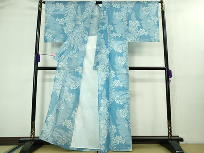平和屋本店■極上　夏物　竺仙　絹紅梅　浴衣　桔梗　反端付き　逸品　DZAA8427kh5
