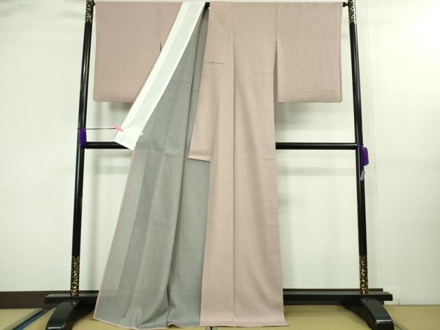 平和屋着物■極上　夏物　江戸小紋　絽　両面染　鮫小紋柄　薄柿色×白　逸品　DZAA8431kh5