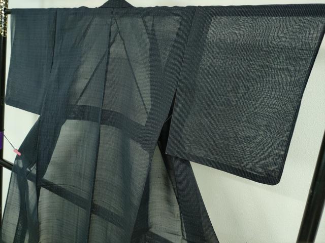 平和屋着物＊極上 夏物 紗紬 間道 濃紺地 逸品 未使用 DZAA8433kh5