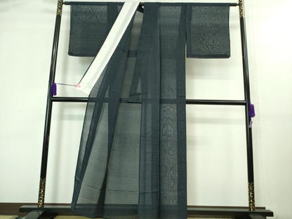 平和屋着物＊極上 夏物 紗紬 間道 濃紺地 逸品 未使用 DZAA8433kh5