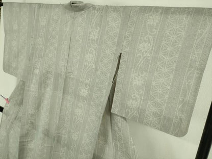平和屋着物＊極上 夏物 結城紬 夏結城 100亀甲 麻の葉 花唐草間道 逸品 DZAA8437kh5
