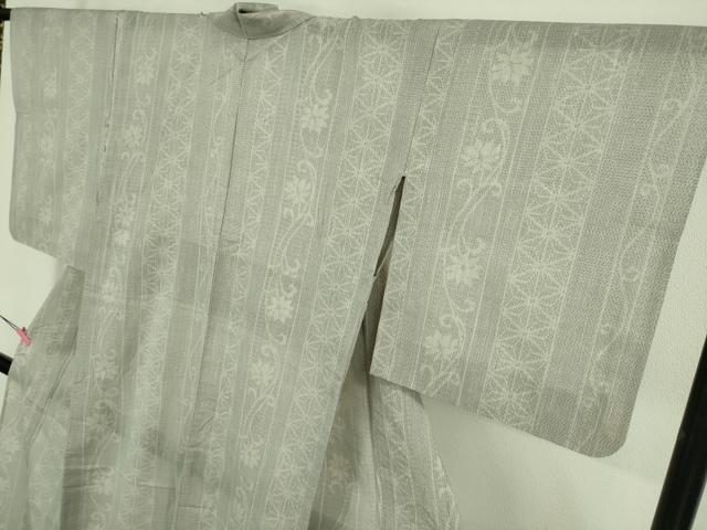 平和屋着物＊極上 夏物 結城紬 夏結城 100亀甲 麻の葉 花唐草間道 逸品 DZAA8437kh5