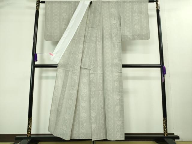 平和屋着物＊極上 夏物 結城紬 夏結城 100亀甲 麻の葉 花唐草間道 逸品 DZAA8437kh5