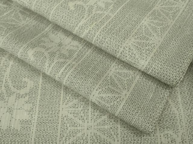 平和屋着物＊極上 夏物 結城紬 夏結城 100亀甲 麻の葉 花唐草間道 逸品 DZAA8437kh5