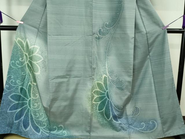 平和屋着物●極上 中国三大刺繍 スワトウ刺繍 汕頭刺繍 訪問着 本場染大島紬 花唐草文 暈し染め 逸品 未使用 DZAA8439kh5