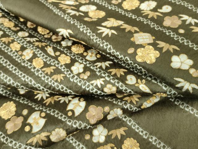 平和屋本店■極上　銀座きしや　訪問着　駒刺繍　絞り　宝尽くし花文　海松茶色地　金彩　たとう紙付き　逸品　未使用　DZAA8453kh5