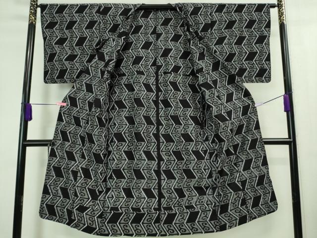 平和屋着物■極上　久留米絣　単衣　綿　道行コート　ロング丈　濃紺地　逸品　DZAA8455kh5