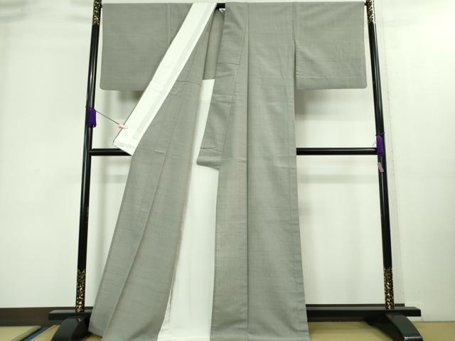 平和屋本店■希少　士乎路紬　単衣　色無地　蝋色　証紙付き　逸品　DZAA8485kh5