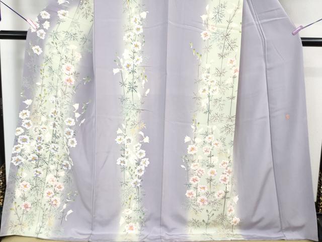平和屋本店■極上　本加賀友禅作家　浅野冨治男　訪問着　友禅　枝花間道　暈し染め　藤色地　ロング丈　逸品　DZAA8487kh5
