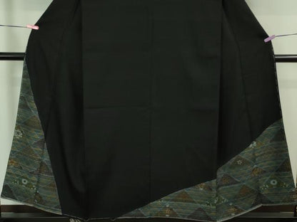 平和屋着物■極上　訪問着　お召地　名物裂切嵌　黒地　逸品　未使用　DZAA8492kh5