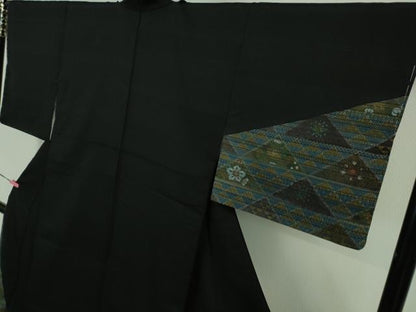 平和屋着物■極上　訪問着　お召地　名物裂切嵌　黒地　逸品　未使用　DZAA8492kh5