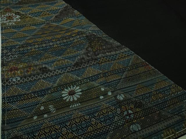 平和屋着物■極上　訪問着　お召地　名物裂切嵌　黒地　逸品　未使用　DZAA8492kh5