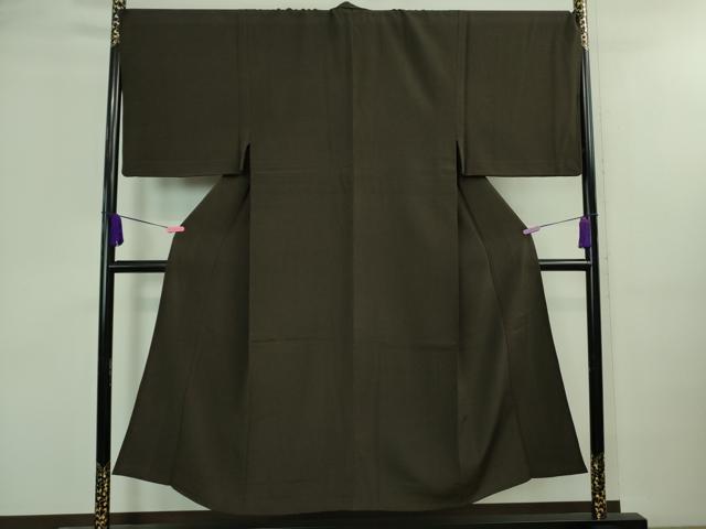 平和屋着物▽極上 男性 伝統工芸 江戸小紋 単衣 キングサイズ 角通し 暗黒色×憲法黒茶色 反端付き 逸品 DZAA8514kh5