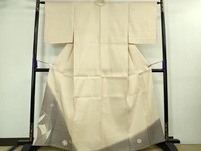 平和屋着物▽極上 訪問着 紬地 単衣 型染 毬 肌色地 逸品 未使用 DZAA8519kh5