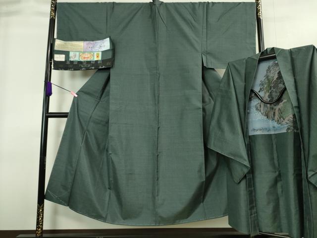 平和屋着物■極上　男性　本場大島紬　アンサンブル　長羽織　藍愛つかみ 大河　宮脇兼太郎商店謹製　証紙付き　逸品　未使用　DZAA8538kh5