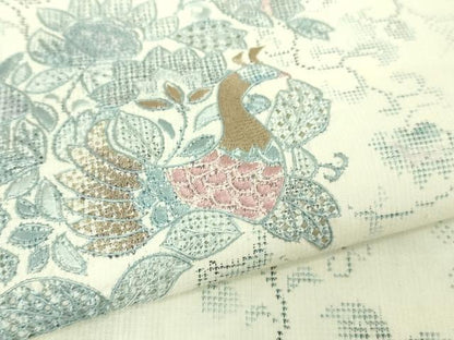 平和屋本店■極上　名門 藤娘きぬたや 藤娘大島しぼり　本場大島紬　スワトウ刺繍　恵大島　白恵泥　7マルキ　証紙付き　逸品　DZAA8548kh5