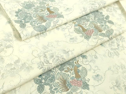 平和屋本店■極上　名門 藤娘きぬたや 藤娘大島しぼり　本場大島紬　スワトウ刺繍　恵大島　白恵泥　7マルキ　証紙付き　逸品　DZAA8548kh5