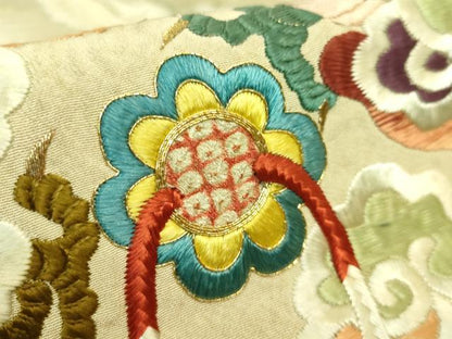 平和屋着物●極上　アンティーク　大正ロマン　丸帯　引き抜き帯　総手刺繍　鳳凰　龍　金糸　逸品　DZAA8551kh5
