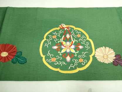 平和屋着物●極上　アンティーク　大正ロマン　丸帯　引き抜き帯　総手刺繍　鳳凰　龍　金糸　逸品　DZAA8551kh5
