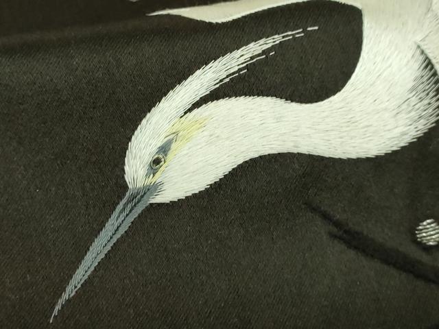 平和屋着物■極上　アンティーク　大正ロマン　太鼓柄　京袋帯　手刺繍　白鷺　ベロア　憲法黒茶色地　逸品　DZAA8552kh5
