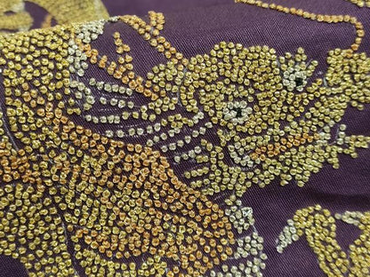 平和屋着物●極上 アンティーク 大正ロマン 九寸名古屋帯 相良刺繍 総刺繍 龍 桑の実色地 金銀糸 逸品 DZAA8554kh5