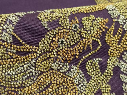 平和屋着物●極上 アンティーク 大正ロマン 九寸名古屋帯 相良刺繍 総刺繍 龍 桑の実色地 金銀糸 逸品 DZAA8554kh5