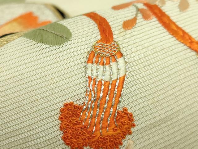 平和屋本店＊極上 夏物 アンティーク 大正ロマン 九寸名古屋帯 総手刺繍 鯉 逸品 DZAA8556kh5
