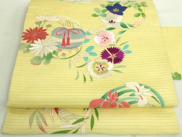 平和屋着物■極上　夏物　アンティーク　大正ロマン　九寸名古屋帯　刺繍　花丸文　金糸　逸品　DZAA8560kh5