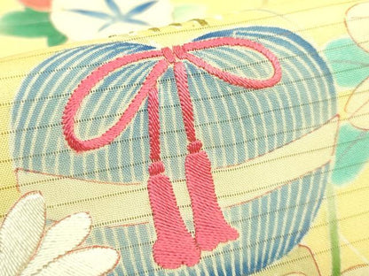 平和屋着物■極上　夏物　アンティーク　大正ロマン　九寸名古屋帯　刺繍　花丸文　金糸　逸品　DZAA8560kh5