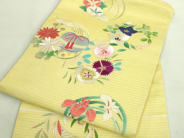 平和屋着物■極上　夏物　アンティーク　大正ロマン　九寸名古屋帯　刺繍　花丸文　金糸　逸品　DZAA8560kh5