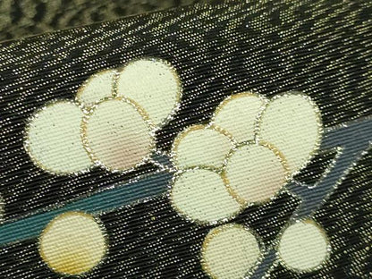 平和屋着物●極上 人間国宝・羽田登喜男 つけ帯 刺繍 鴛鴦花文 黒地 金銀糸 逸品 DZAA8563kh5