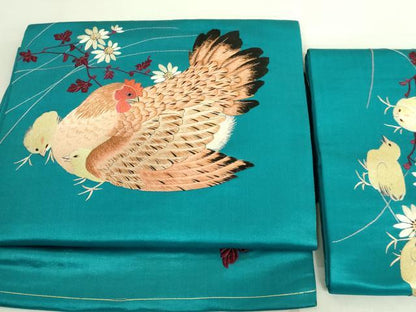 平和屋着物●極上 アンティーク 大正ロマン つけ帯 総手刺繍 鶏 ニワトリ ヒヨコ 逸品 DZAA8564kh5