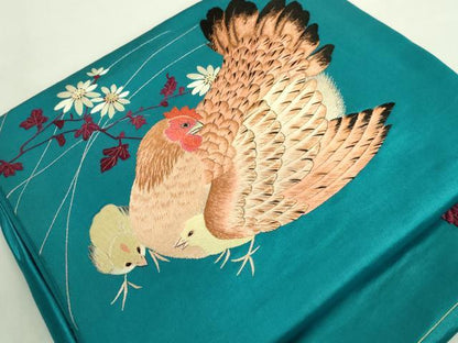 平和屋着物●極上 アンティーク 大正ロマン つけ帯 総手刺繍 鶏 ニワトリ ヒヨコ 逸品 DZAA8564kh5